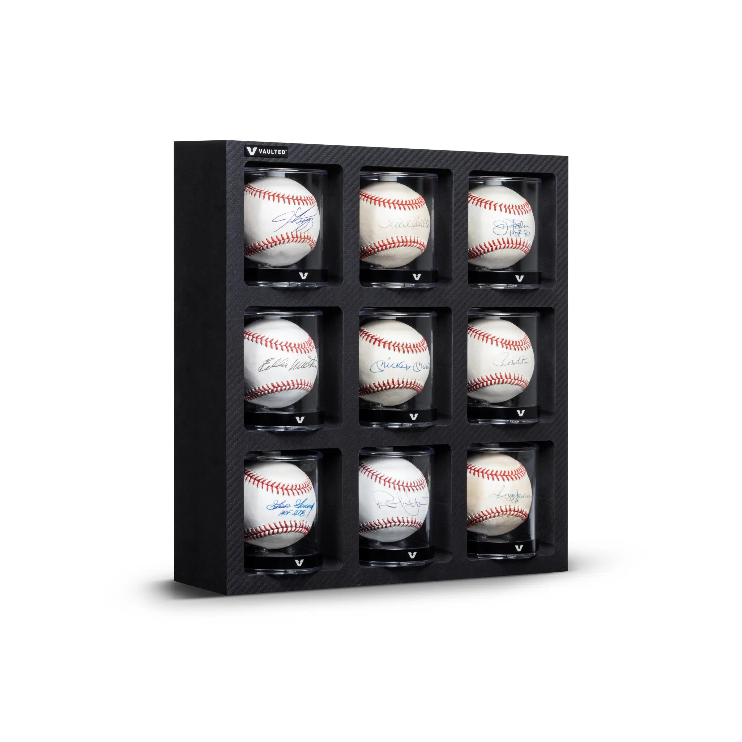 Vaulted Baseball Display - 9-Ball - 3qtr with Baseballs