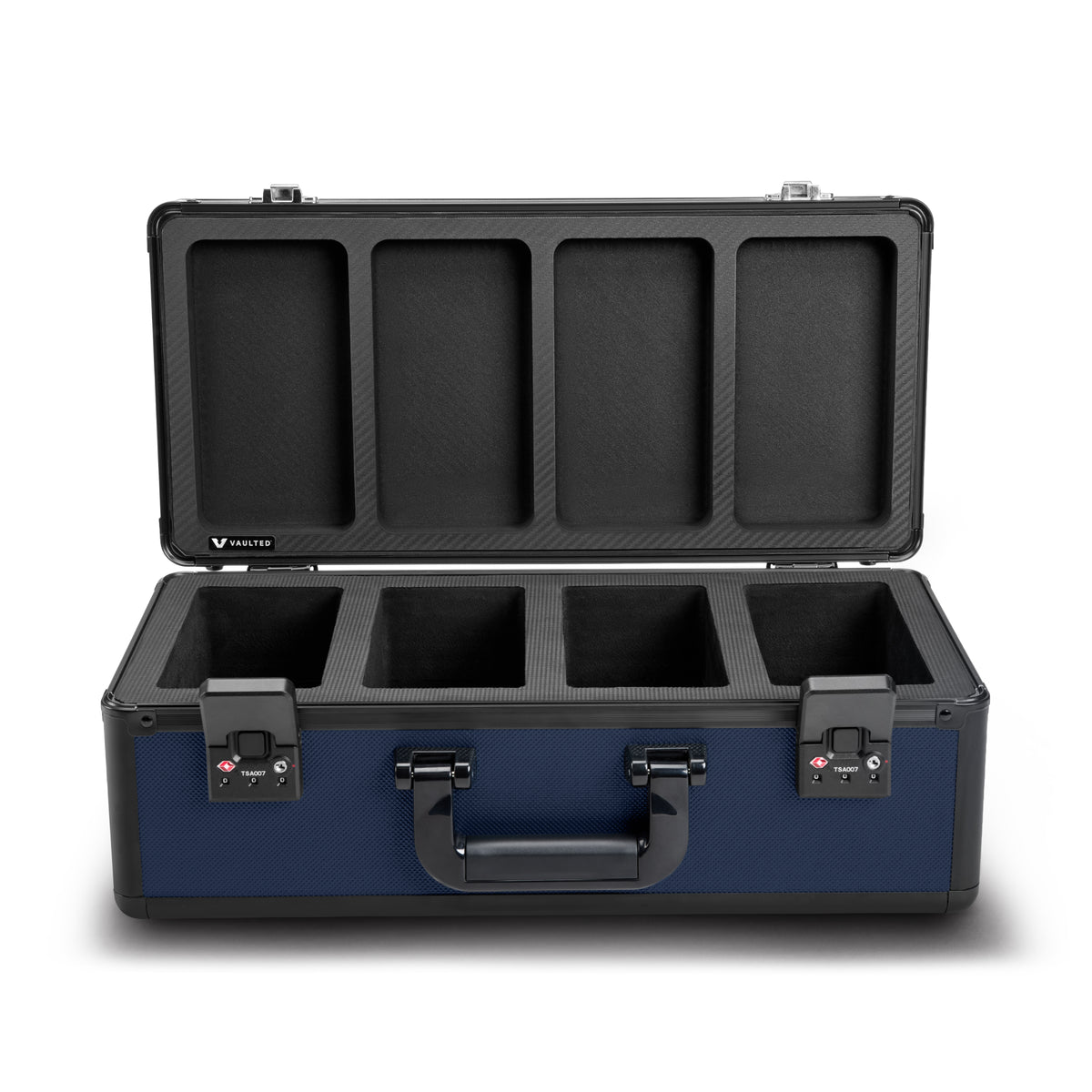 Vaulted Card Case (4-Row) (Navy) - Open View Empty