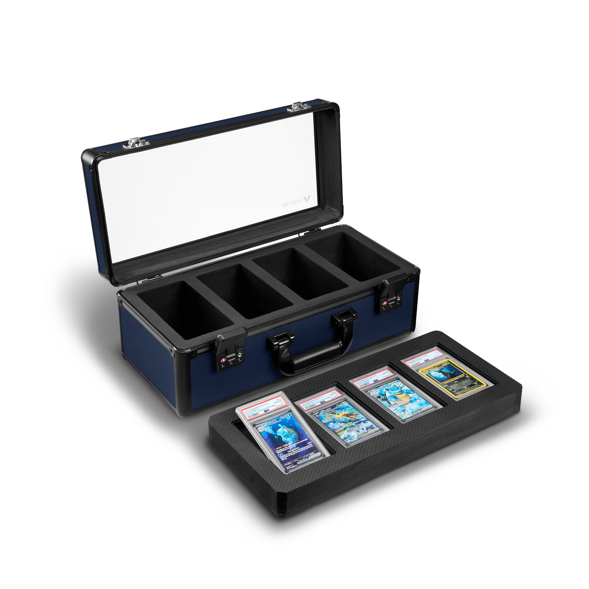 Vaulted Card Case (4-Row) (Navy) - Expanded View