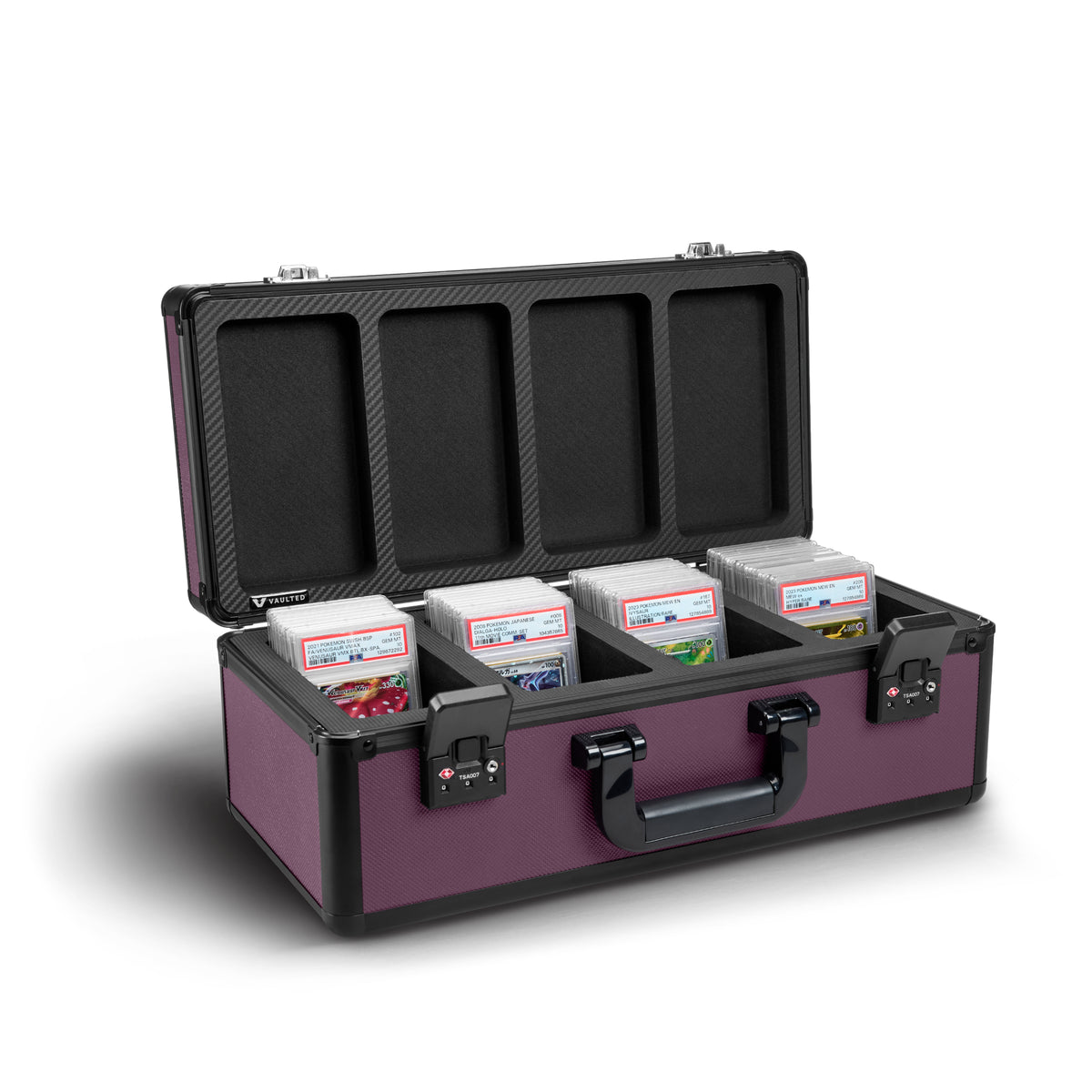 Vaulted Card Case (4-Row) (Purple) - Open View