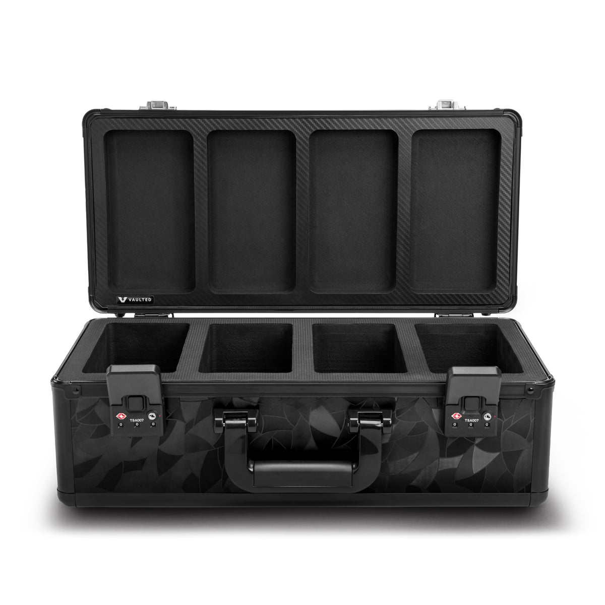 Vaulted Card Case Stealth (4-Row) (Black Mosaic) - Open View Empty