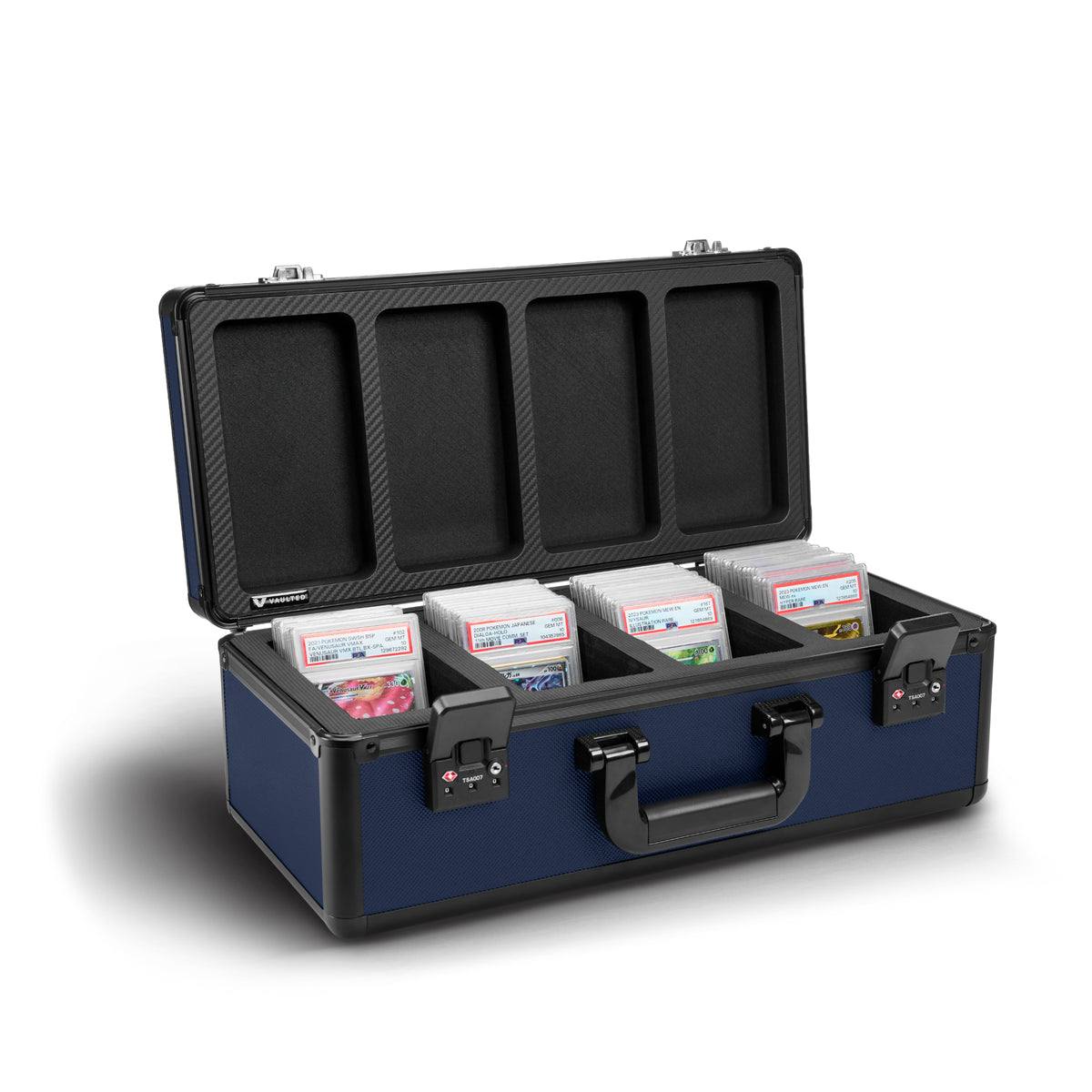 Vaulted Card Case (4-Row) (Navy) - Open View