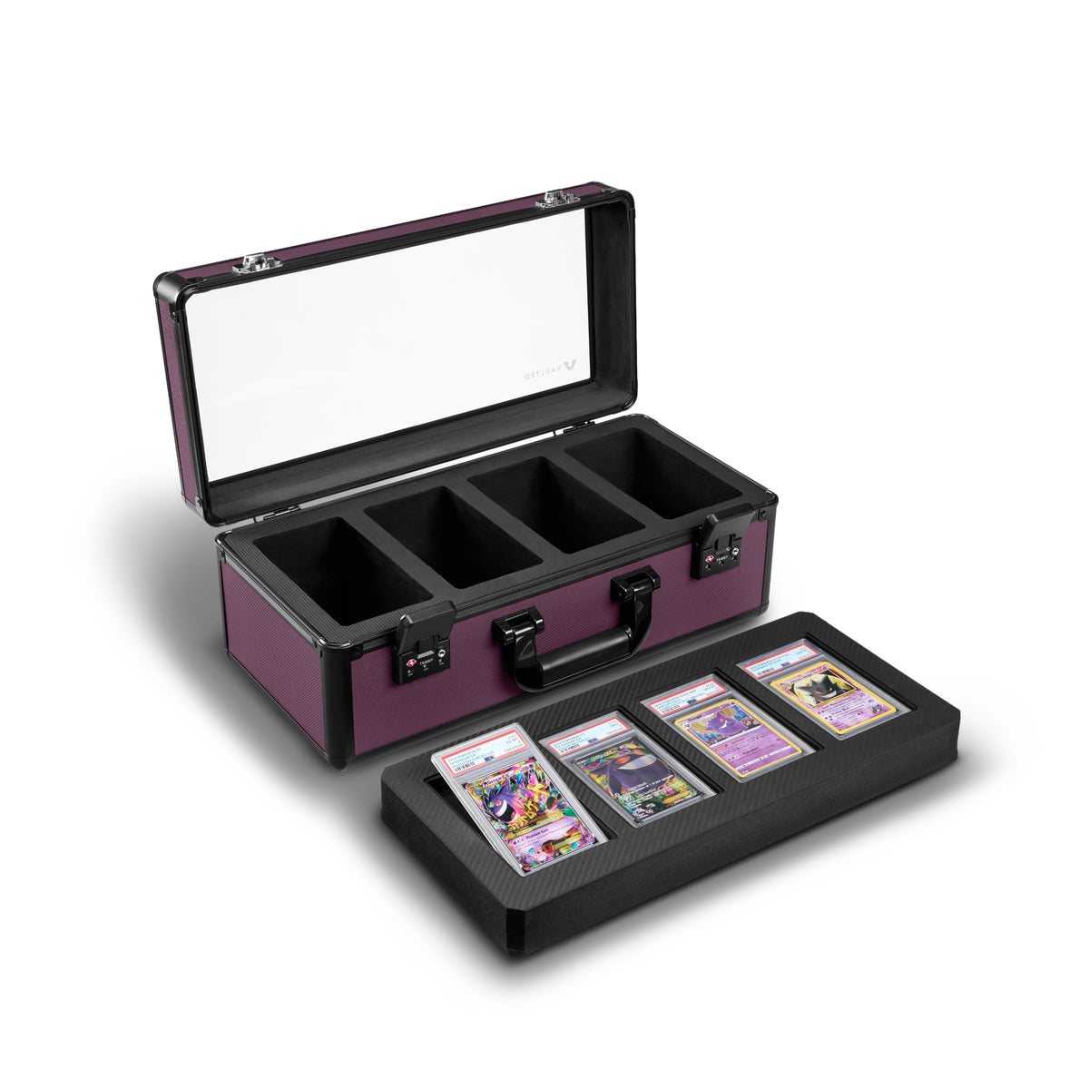 Vaulted Card Case (4-Row) (Purple) - Expanded View
