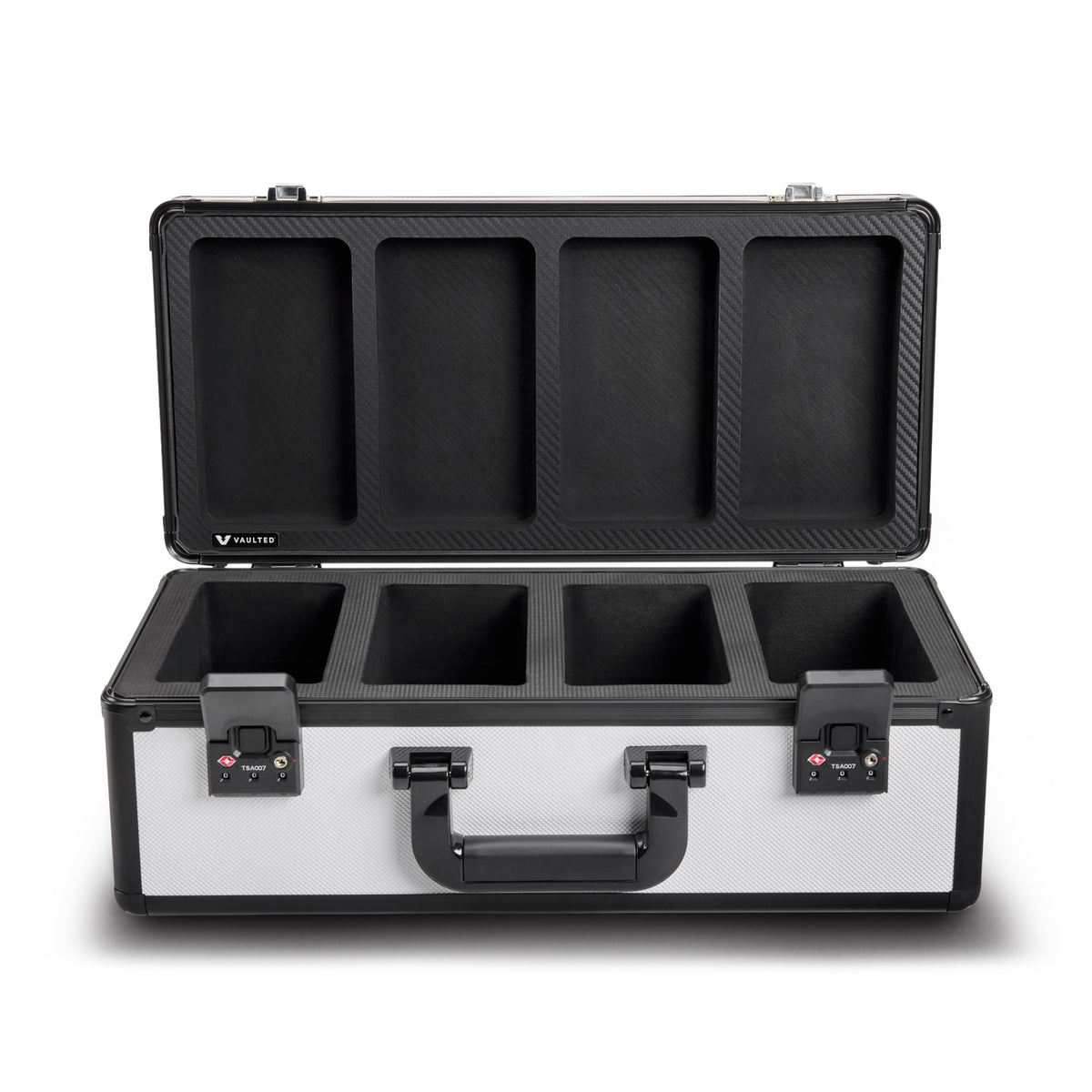 Vaulted Card Case (4-Row) (White) - Open View Empty