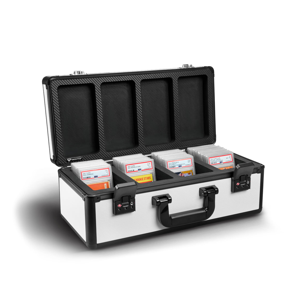 Vaulted Card Case (4-Row) (White) - Open View