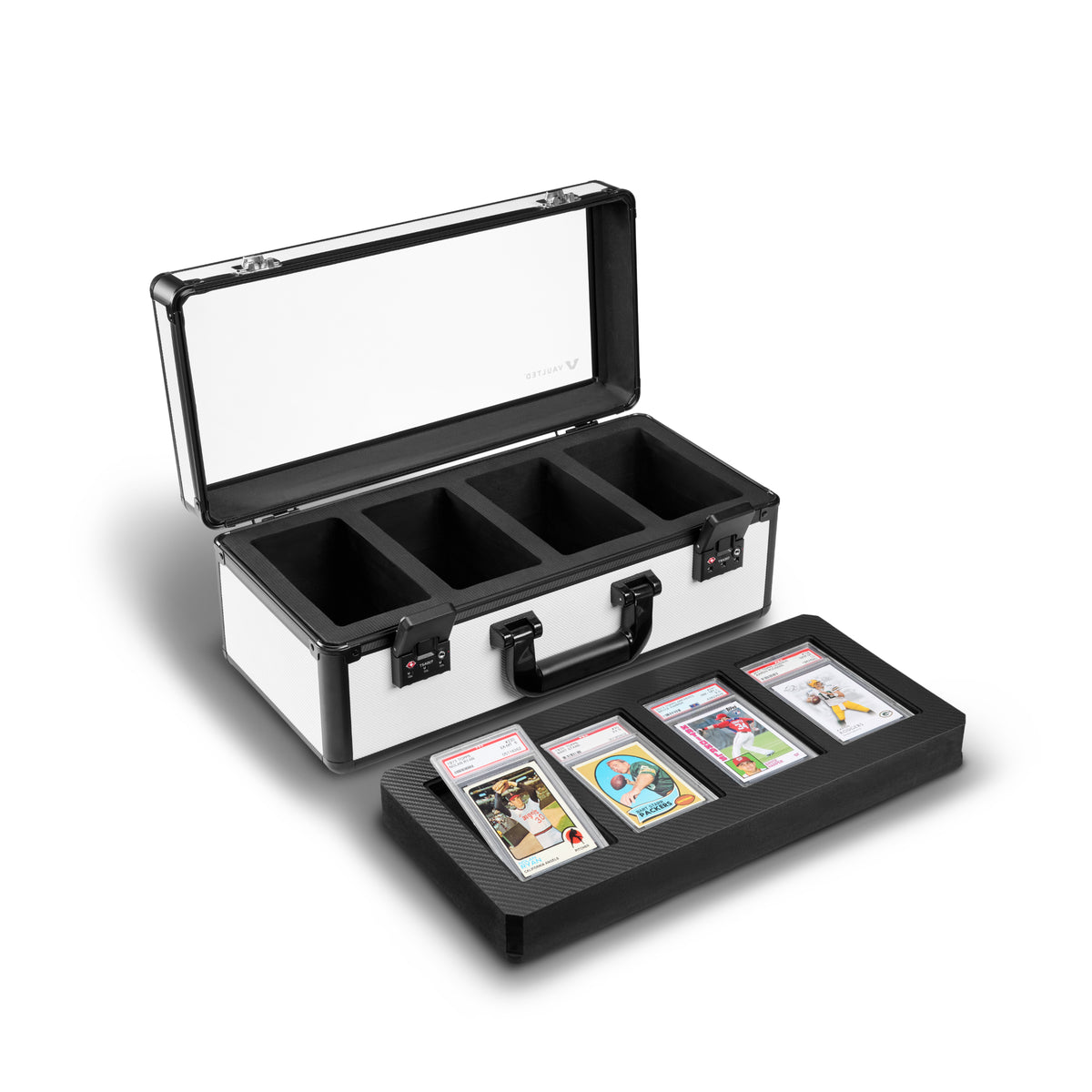 Vaulted Card Case (4-Row) (White) - Expanded View