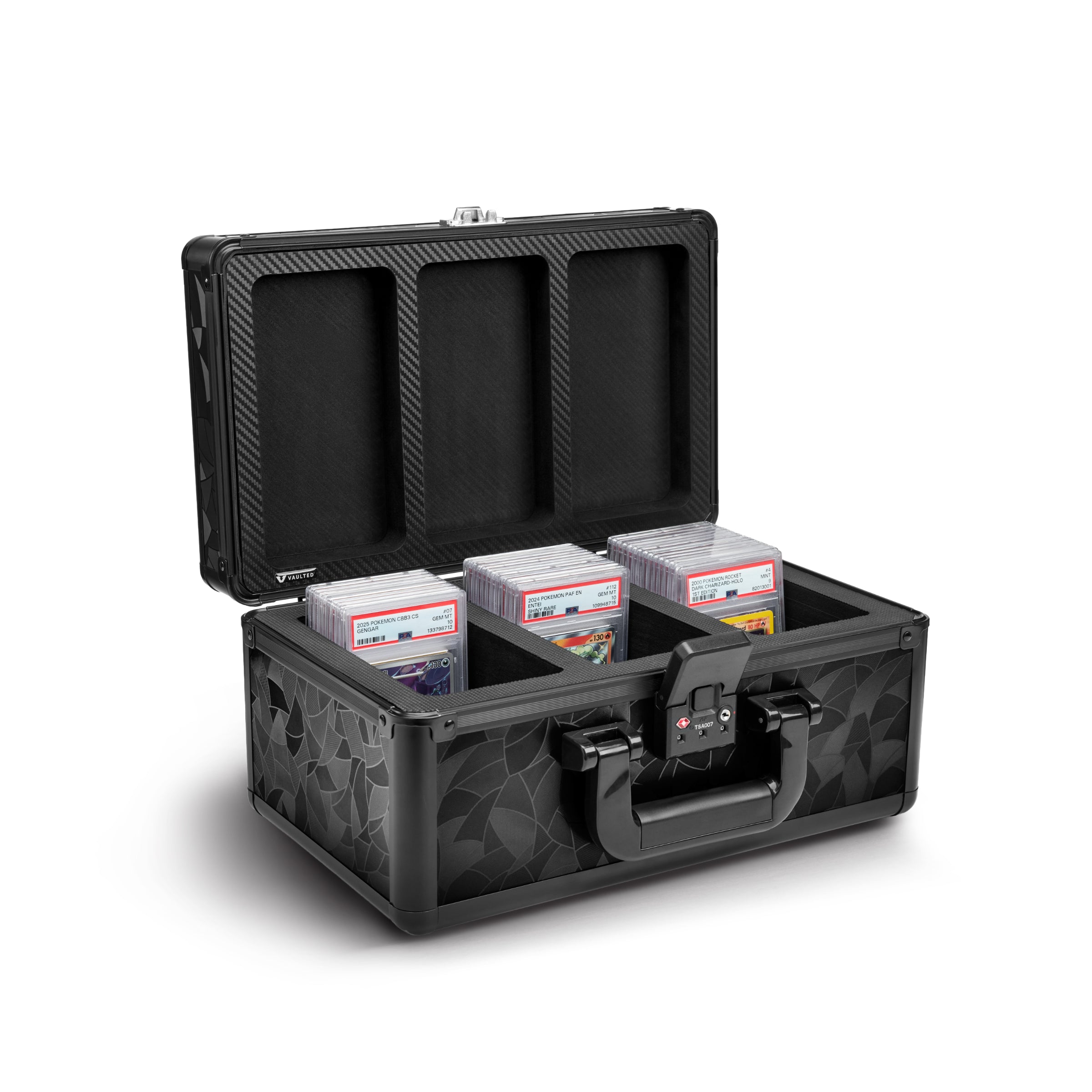 Vaulted Card Case Stealth (3-Row) (Black Mosaic) - Open View