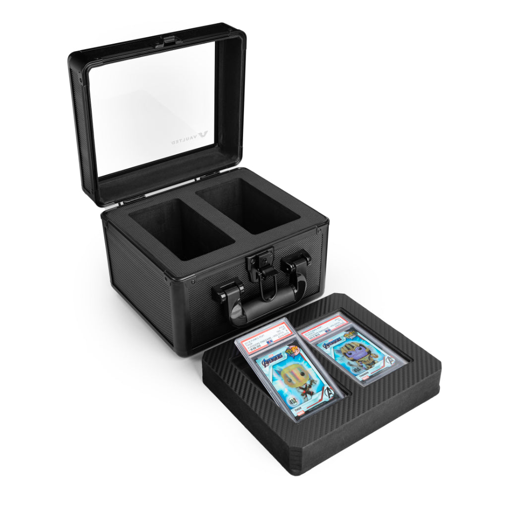 Vaulted Display Vault Mini. Trading Card Case with display window. Display out with cards.